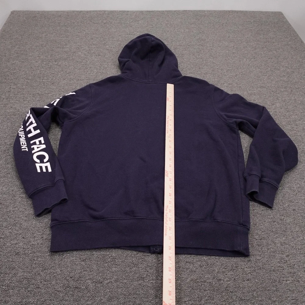 The North Face Hoodie Mens Large Blue Full Zip Fleece Sweatshirt Sleeve Logo